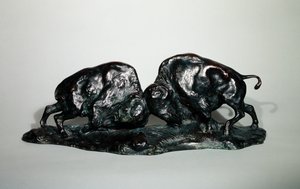 Two Fighting Buffalo, 1900 (bronse)